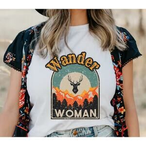 Wander Woman Medium Bella And Canvas Graphic Tee Hiking Outdoors Camping Nature